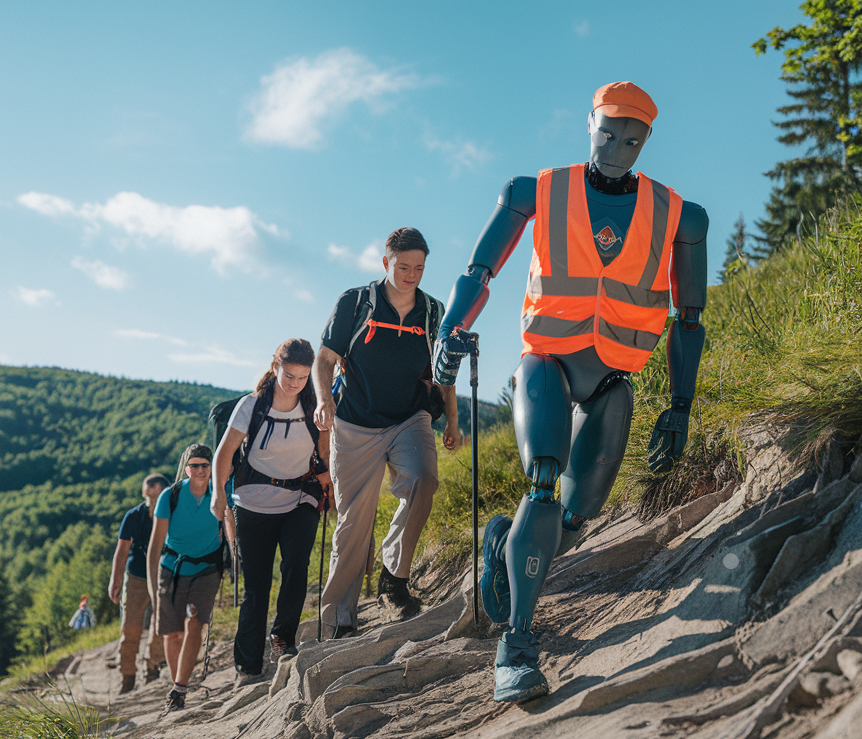 Hiking with Human-Size Robots: An Adventure Up the Hills